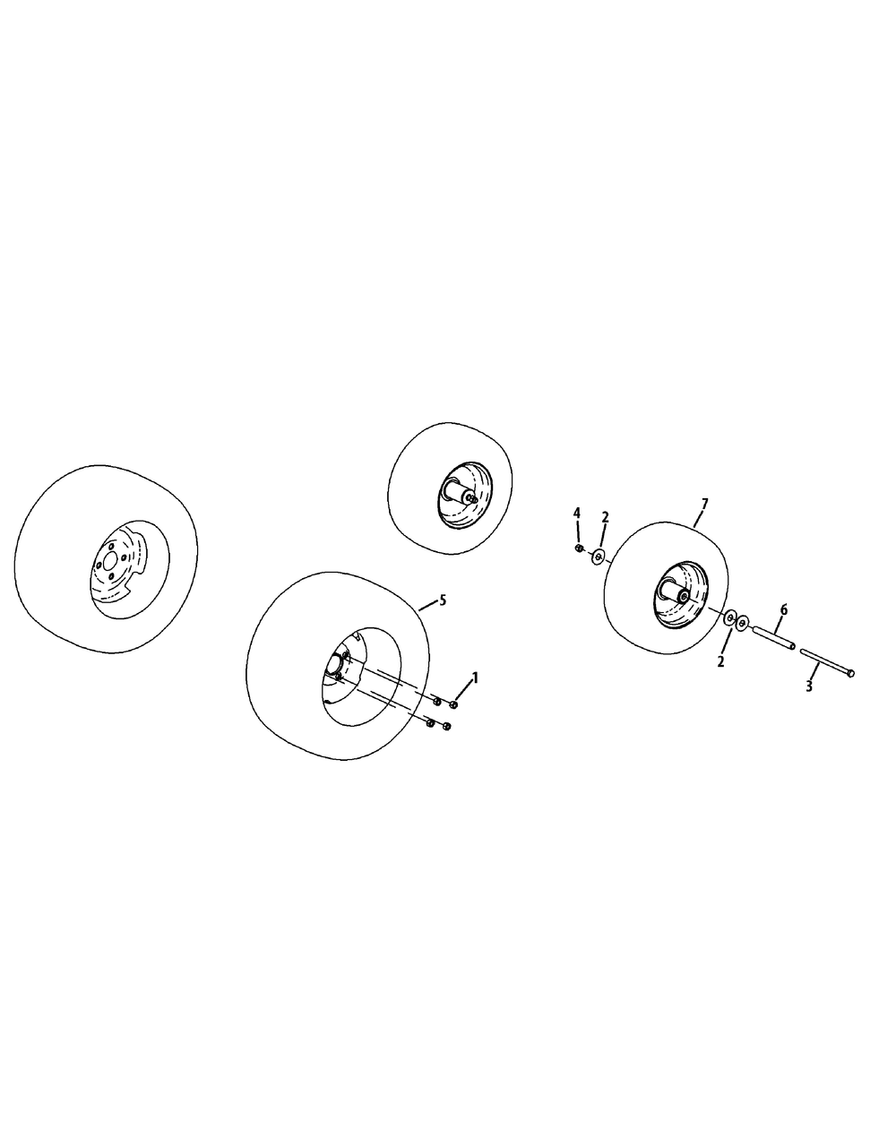 Wheel Assembly Diagram and Parts List for S6031-KW 53DI8DU6050-31HP Cub Cadet Lawn Tractor